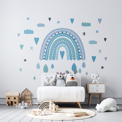 Naklejki scandi tęcza niebieska