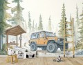 Fototapeta wzór nr 167 - Jeep w lesie 01 - tapeta z autem terenowym